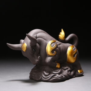 Teapot Pet: Purple Clay Cow Figurine